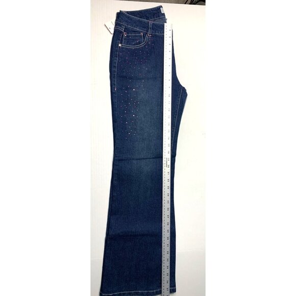 New Ultra Denim Girls Size 16 R Beaded Embellished Flare Jeans GM0956 Lapis - Picture 4 of 6